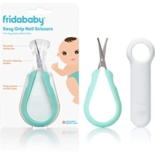Frida Baby Easy Grip Nail Scissors | Grooming Essentials Safe for Infant Newborn Toddler Nails