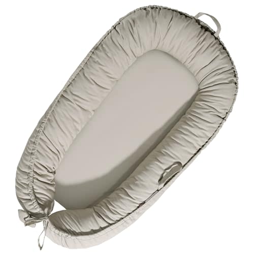 TARJODGY Baby Lounger - Baby Lounger for Newborn 0-24 Months, Soft Breathable Cotton Infant Lounger Cover, Portable Baby Nest for Travel, Newborn Essentials