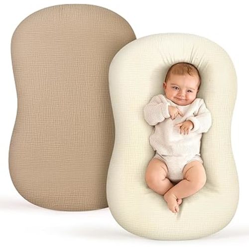 Termichy Baby Lounger Covers for Newborns: Muslin Lounger Pillow Covers Fit for Snuggle Me for Cozy Naps at Home or On The Go – Must Have Baby Nest Lounger Sheets for Toddler Girl Boy 0-12 Months