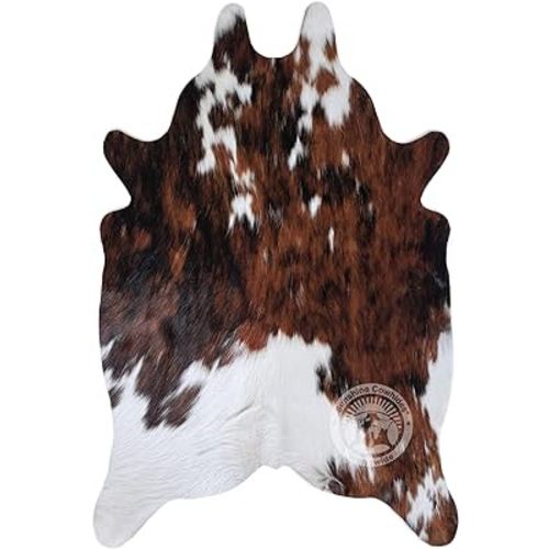 Sunshine Cowhides 100% Genuine Tricolor Mini Cowhide Rug with Small Hair - Modern Style Animal Skin Rug & Floor Carpet for Living Room, Bedroom, Kitchen & More - Small (2 x 3 Ft.)