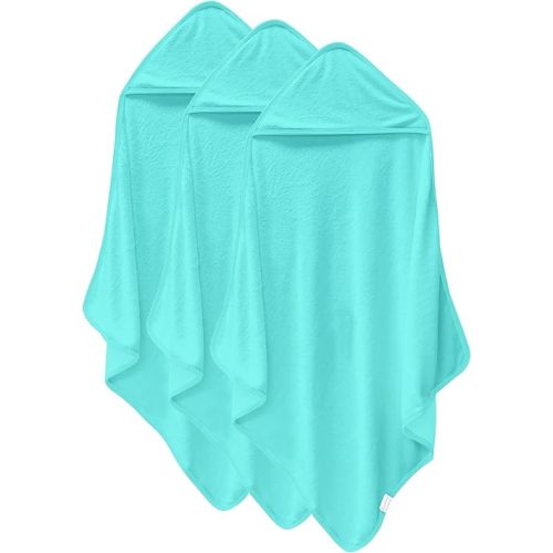 Cosy Family 3 Pack Baby Hooded Towels, Rayon Made from Bamboo, Soft Unisex Bath Towels for Babies,Toddler,Infant - Newborn Essential - Ultra Absorbent Toddler Towels for Baby Boy Girl - Aquamarine