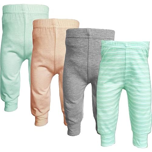 123 Bear Infant and Toddler Soft Cotton Spandex Boys and Girls Pants Multipacks