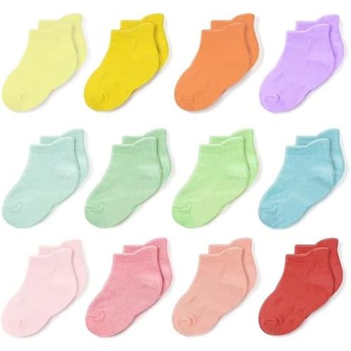 CozyWay Ankle Style Socks for Little Girls & Boys, Infants, Toddlers, Children - 12 Pairs