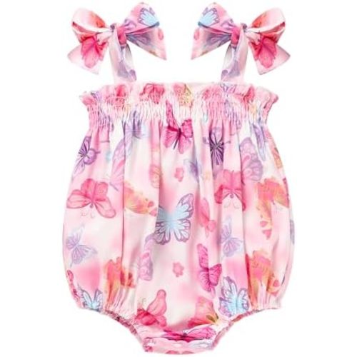 Baby Girl Summer Clothes Newborn Girl Outfits Cute Strap Baby Girl Romper Jumpsuit Infant Floral One Piece Bodysuit