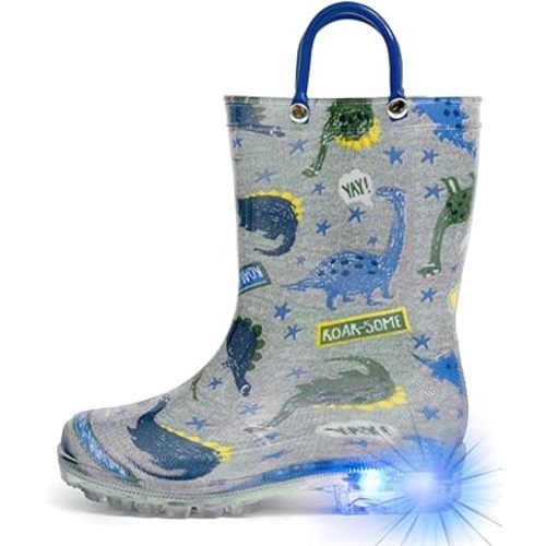 HugRain Light Up Rain Boots for Little Kids