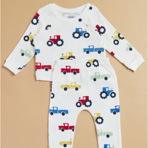 Revy Tractor Top and Pants Set by Mudpie in White | Tullabee