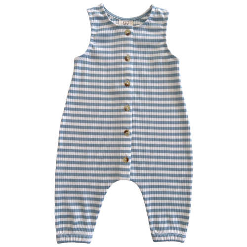 Dusty Blue Stripe / Organic Ribbed Bay Jumpsuit
