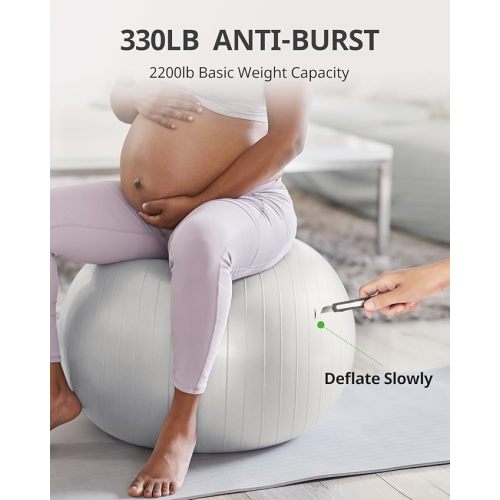 Trideer Yoga Ball Exercise Ball for Working Out, 5 Sizes Gym Ball, Birthing Ball for Pregnancy, Swiss Ball for Physical Therapy, Balance, Stability, Fitness, Office Ball Chair, Quick Pump Included