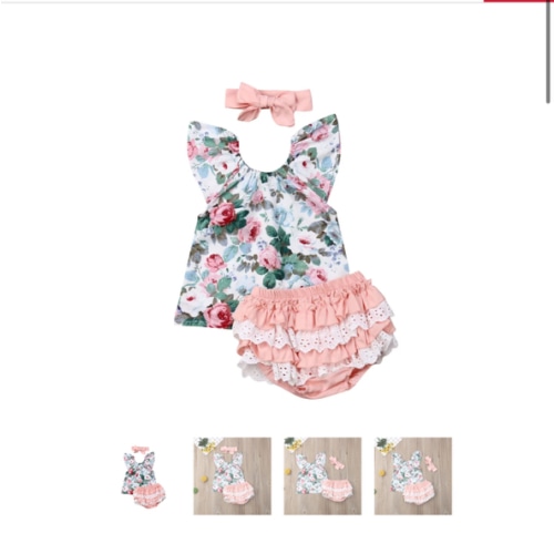 ROSE Floral Summer Outfit with Headband - Hazel & Bo