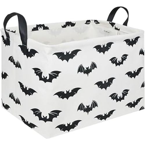 Halloween Batman Basket,Collapsible waterproof storage basket,Batman toy decor,Cute toy storage box Empty for kids,Organizer Containers for Kids Toys,bat room decor(Black bats)