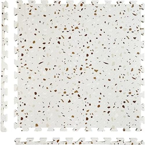 Play Mat for Baby - Six Interlocking Tiles Made with Soft Non-Toxic EVA Foam, 4x6 feet (Clay Terrazzo)