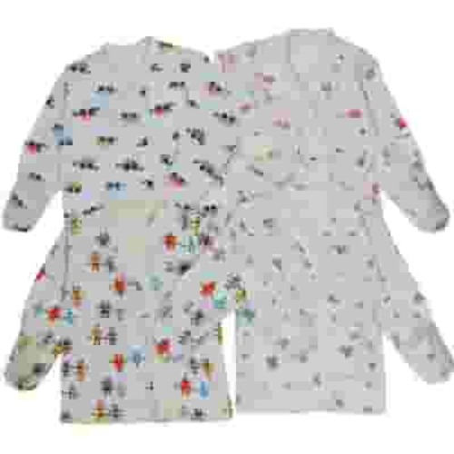 ToBeInStyle Girl's 4-Pack Long Sleeve Ultra-Soft Cotton Kimono Wrap Top w/ Mittens - Cute Characters - 3-6 Months Old