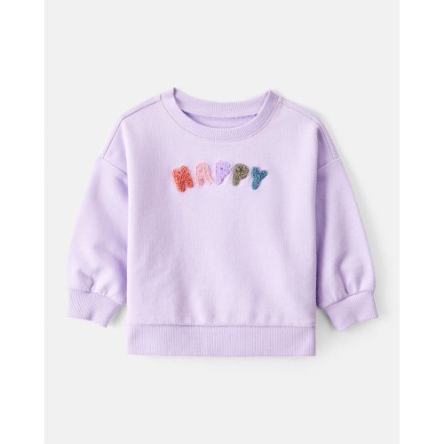 Baby Girl Happy French Terry Long-Sleeve Pullover Sweatshirt - Purple - Carter's | Carter's