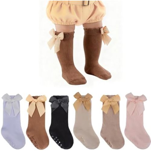 Baby Knee High Socks Toddler Non Slip Stockings Cotton Bow Ruffle Newborn Long Socks Infant Dress Sock