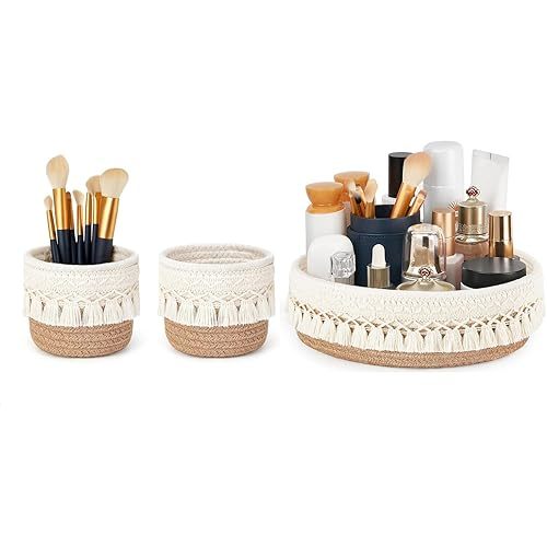 Mkono 3 Pcs Macrame Storage Baskets