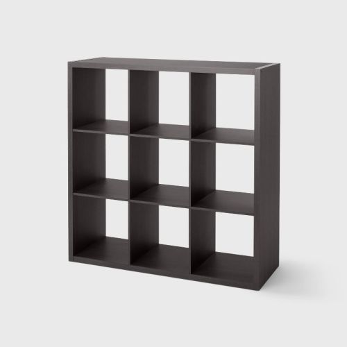 9 Cube Organizer Black Oak - Brightroom™: Storage Cubes Bookshelf, Cubby Storage Shelves, Mdf & Particle Board