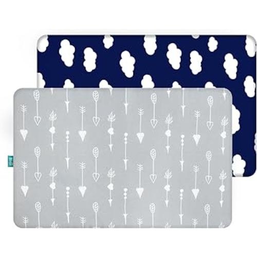 Pack and Play Sheets Fitted, 2 Pack Playard Sheet Fits for Graco Pack n Play Mattress, Mini Crib Sheets for Baby Boys & Girl