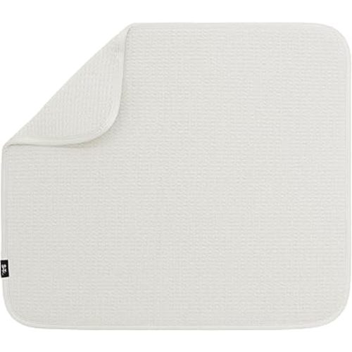 S&T INC. Dish Drying Mat, Highly Absorbent Microfiber Kitchen Counter Mat, Dish Drying Pad for Dishes, Utensils, Pots and Pans, Large 16" x 18", Cream