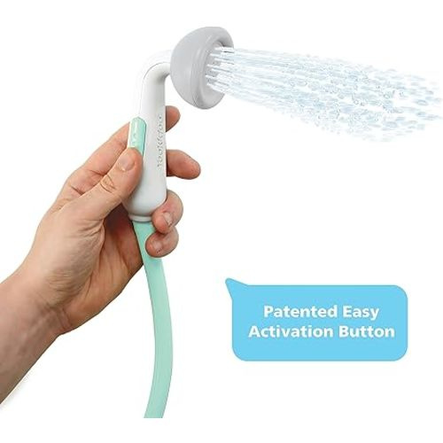 Yookidoo Baby Bath Shower Head - Elephant Water Pump with Trunk Spout Rinser - Control Water Flow from 2 Elephant Trunk Knobs for Maximum Fun in Tub or Sink for Newborn Babies - Turquoise