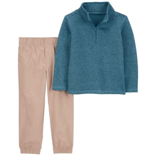 Baby 2-Piece Sherpa Quarter Zip Pullover & Canvas Pant Set - Carter's | Carter's