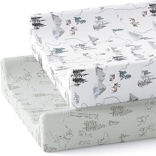Baby Changing Pad Cover 2-Pack for Boys, Girls (Arctic Journey) - Premium Fitted Sheets Baby Diaper Changing Table Cover - Buttery Soft Cotton Blend