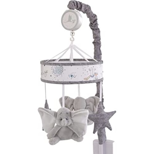 Disney Dumbo Sweet Little Baby Light Blue, White and Gray Dumbo and Stars Plush Musical Mobile