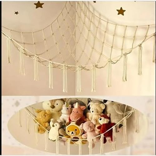 Stuffed Animal Storage Hammock Net - Toy Hammock Net for Stuffed Animals Corner - Hanging Stuff Animal Organizer Holder Large Size Baby Nursery Room Decor (Extral Large 51" x 65" x 51")