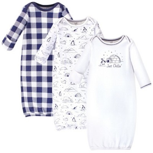Touched by Nature Baby Organic Cotton Long-Sleeve Gowns 3pk, Arctic, 0-6 Months