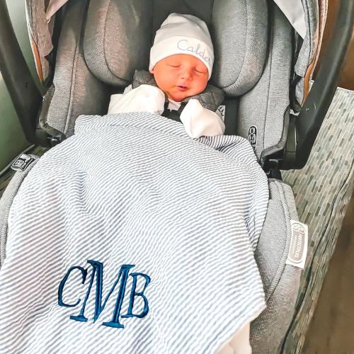 Personalized Baby Blankets | Monogrammed Seersucker Baby Blanket | Custom Baby Blanket | Personalized Baby Gifts | Baby Boy/Girl