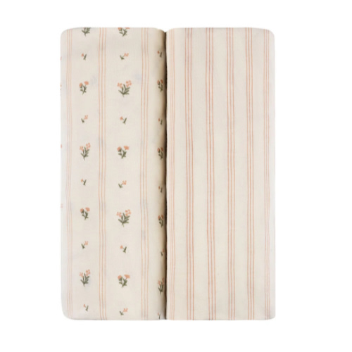 Linear Floral Crib Sheet Set Crib Sheet Set – Ely's & Co.