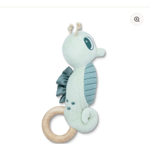 Teal Seahorse Teething Rattle