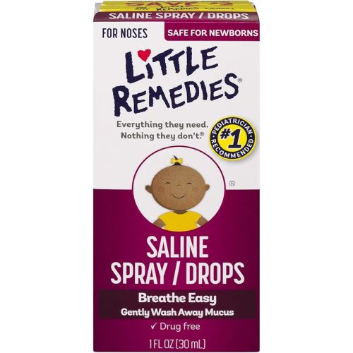 Little Remedies Saline Spray and Drops | Safe for Newborns | 1 Fl Oz | Pack of 4