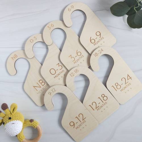 Wooden Closet Dividers for Baby's Clothes, Wooden Baby Gifts, Laser Engraved Baby Gift, Baby Shower Gift for Mom to be