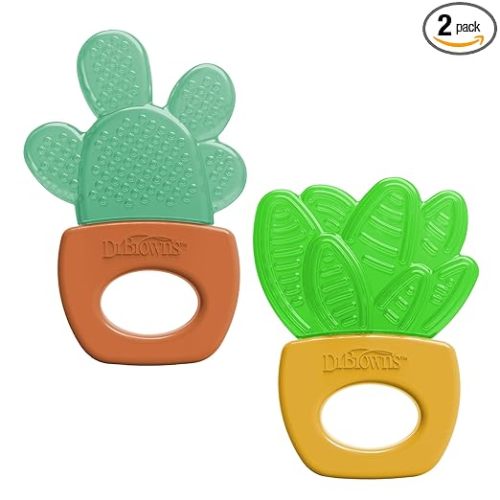 Dr. Brown's AquaCool Water-Filled Teether, Cooling Baby Teether Toy for Sore Gums, Green Cactus, BPA Free, 3m+, 2-Pack
