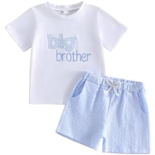 Little Brother Big Brother Matching Outfits Short Sleeve Romper/T-Shirt+ Shorts Summer 2PCS Clothes Set
