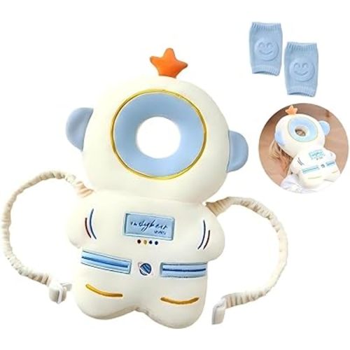 Baby Head Protector Backpack Wear,Toddler Adjustable Baby Head Protection with Baby Knee Pads for Crawling, Head Protector for Baby Walking, Baby Fall Back Head Protector(Future Astronaut)