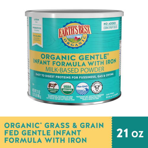 Earth's Best Organic Gentle Powder Baby Formula with Iron DHA ARA 21 oz Canister