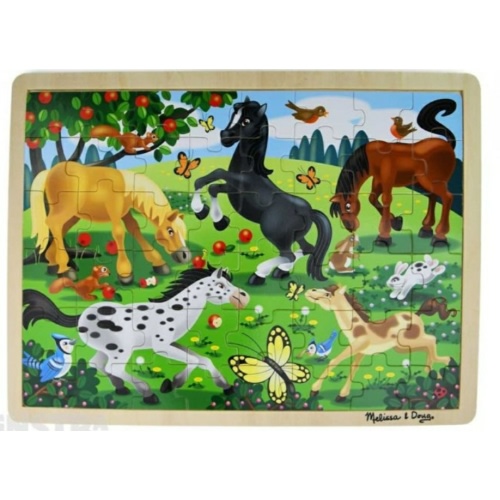 Melissa Doug Frolicking Horses Wooden Puzzle