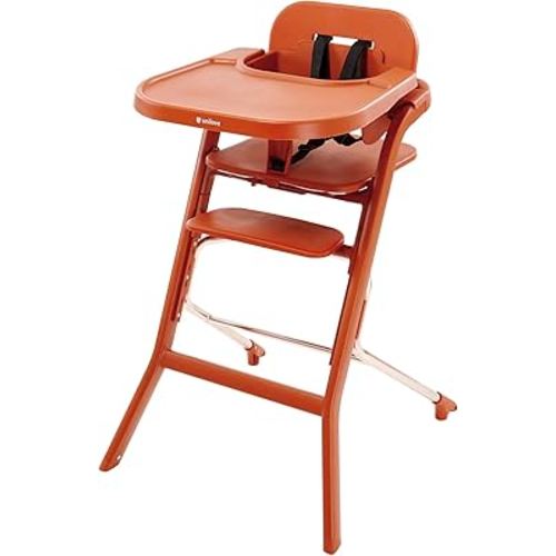 Unilove Grow with Me 2-in-1 Baby High Chair – Adjustable Toddler Chair with Baby Set, Removable Harness, One-Hand Seat & Footrest Adjustment, for Ages 6-60 Months - Pumkin Orange