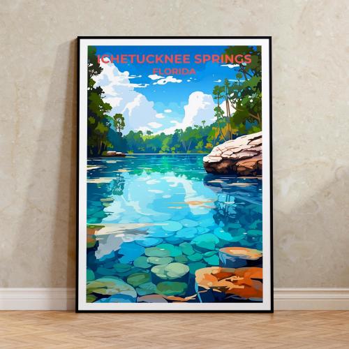Ichetucknee Springs Travel Poster, Florida Wall Art, Florida Print, Ichetucknee Springs Poster, Nature Poster, Springs Poster