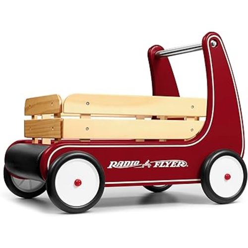 Radio Flyer Classic Walker Wagon, Sit to Stand Toddler Toy, Wood Walker, For Ages 1-4, Red