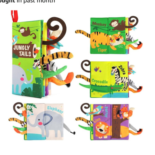 beiens Baby Books Toys, Touch and Feel Crinkle Cloth Book for Infant Baby 0-3-6-12-18 Months, Early Development Interactive Stroller Soft Toys, Newborn Gifts for Boys Girls