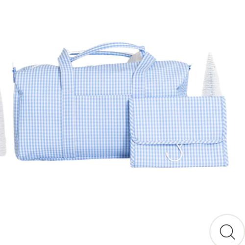 Weekender Gift Set - Duffel and Hanging Bag - Gingham Sky