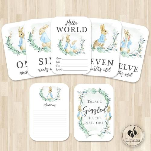 Rabbit | Baby Milestone Cards | 40 card set | Photo Props | Milestone cards | Baby Shower Gift | New baby gift | Floral | Unisex