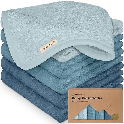 6-Pack Soft Baby Washcloths, Viscose from Bamboo - Kids, Newborn Bath Towels, Infant Shower, Toddler Reusable Face Towel, Gentle on Skin, Face Wash Cloths for Babies, 10x10 (Depths)