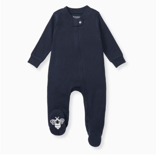 Solid Rib Organic Cotton Sleep And Play Midnight