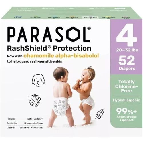 Parasol Chlorine-Free Premium Diapers with RashShield Protection (Size 3)