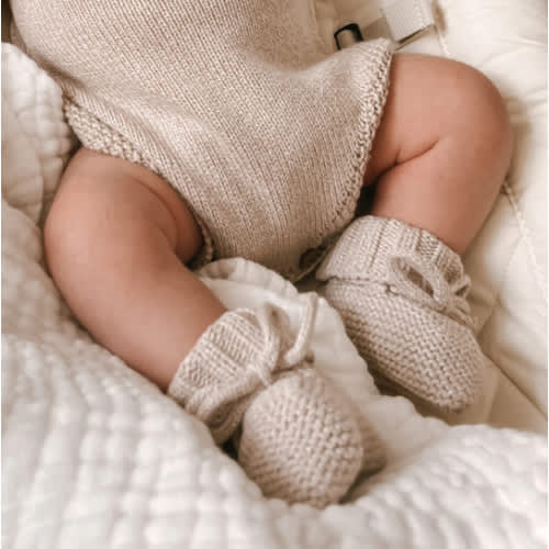 Luna + Luca Organic Booties - Heather Beige