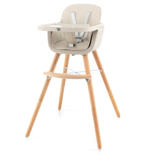 Babyjoy 3 in 1 Convertible Wooden High Chair Baby Toddler Highchair w/ - 20.5" x 21.5" x 36"