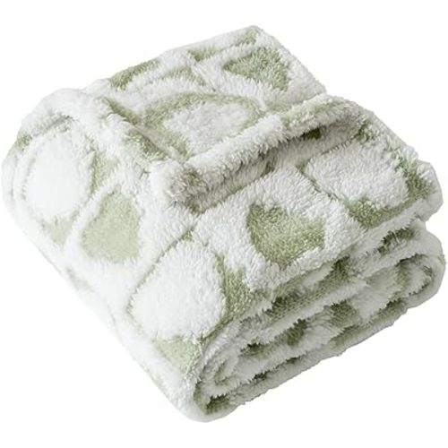 Fleece Baby Blanket for Boys 3D Checker Design, Warm Cozy and Fluffy Infant Newborn Toddler Small Receiving Blankets for Crib Stroller, 30x40 Inches,Green